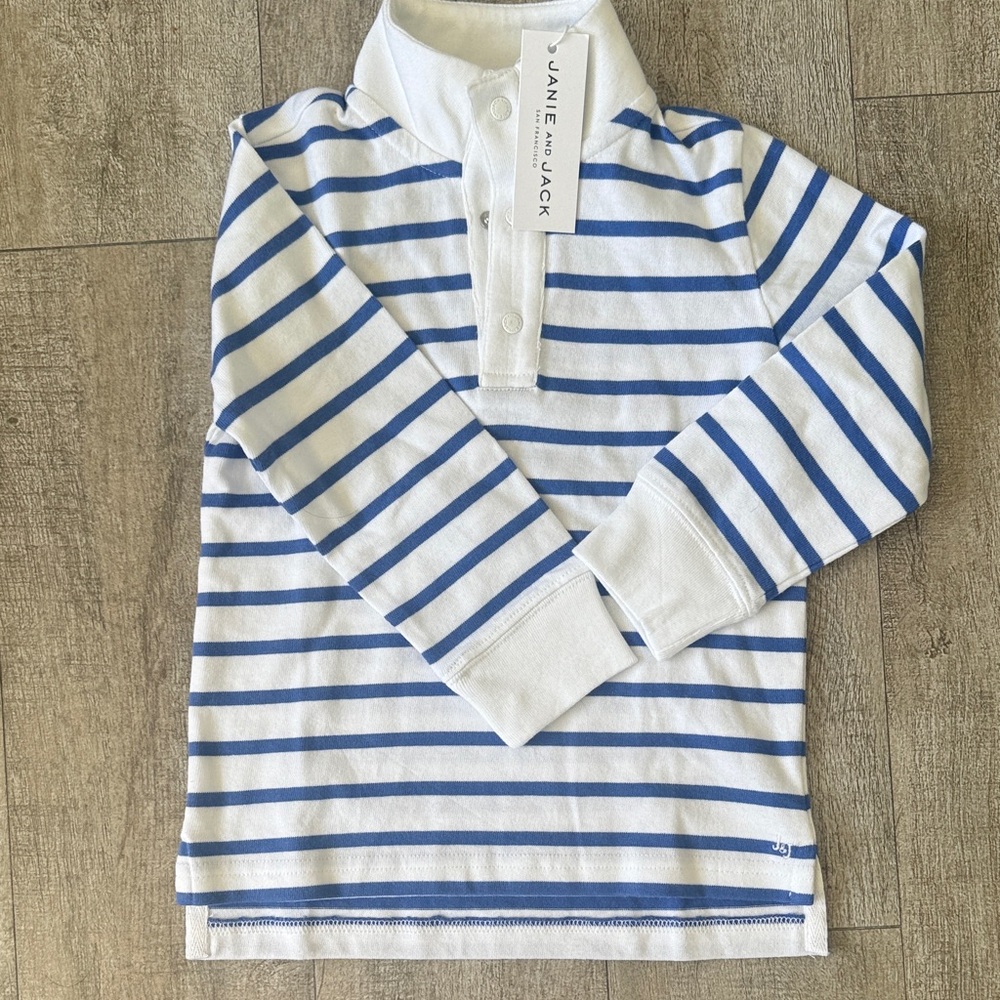 Janie and Jack Blue and Red Striped Polo Set - Picture 6 of 6